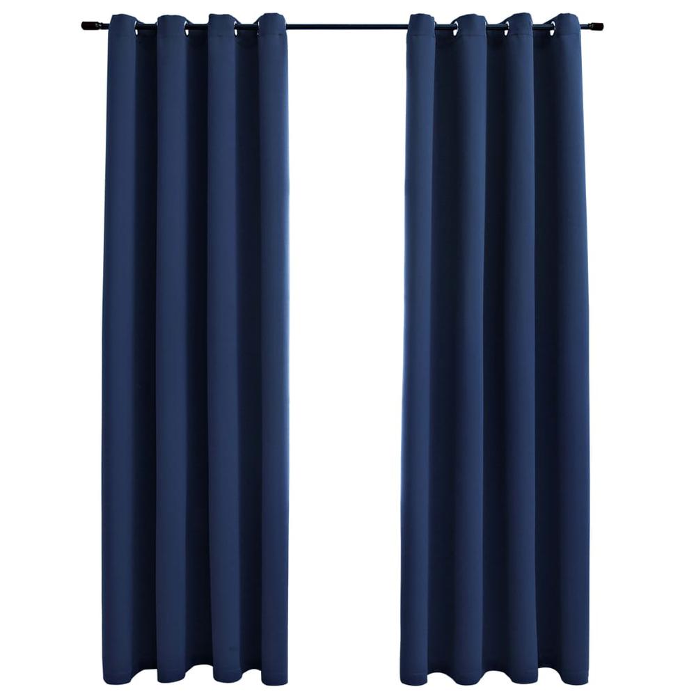 vidaXL Blackout Curtains with Rings 2 pcs Navy Blue 54"x63" Fabric, 134861. Picture 2
