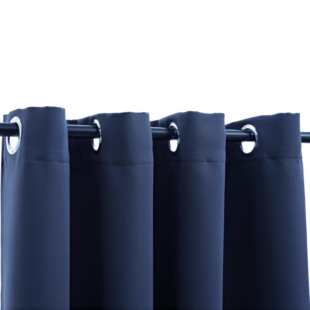 vidaXL Blackout Curtains with Rings 2 pcs Navy Blue 54"x63" Fabric, 134861. Picture 4
