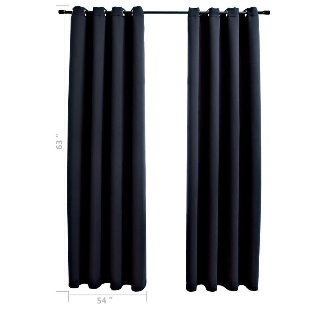 vidaXL Blackout Curtains with Rings 2 pcs Black 54"x63" Fabric, 134837. Picture 5