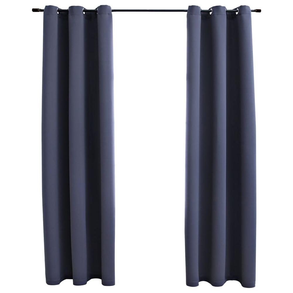 vidaXL Blackout Curtains with Rings 2 pcs Anthracite 37"x63" Fabric, 134840. Picture 1