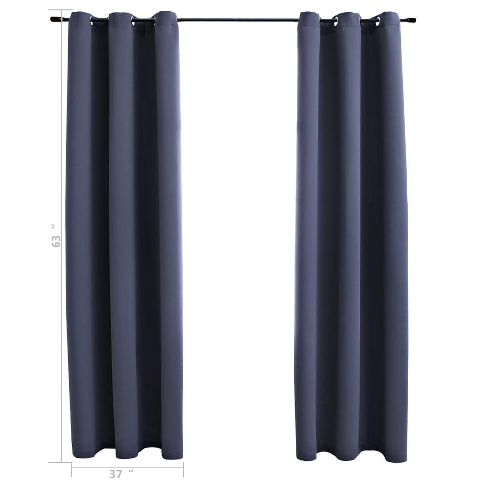 vidaXL Blackout Curtains with Rings 2 pcs Anthracite 37"x63" Fabric, 134840. Picture 4
