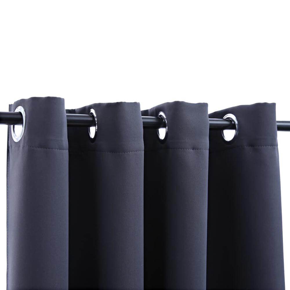 vidaXL Blackout Curtains with Rings 2 pcs Anthracite 54"x63" Fabric, 134843. Picture 4