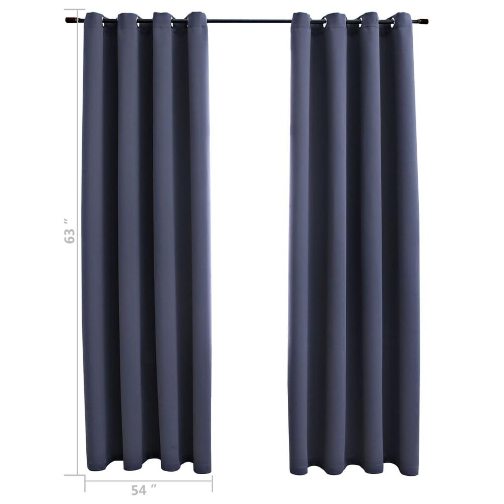 vidaXL Blackout Curtains with Rings 2 pcs Anthracite 54"x63" Fabric, 134843. Picture 5