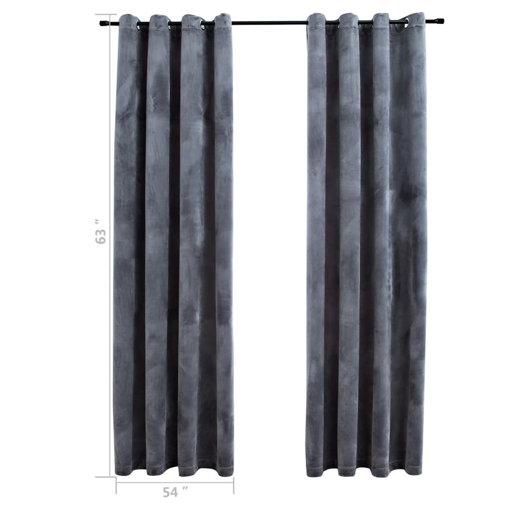 vidaXL Blackout Curtains with Rings 2 pcs Anthracite 54"x63" Velvet, 134813. Picture 5