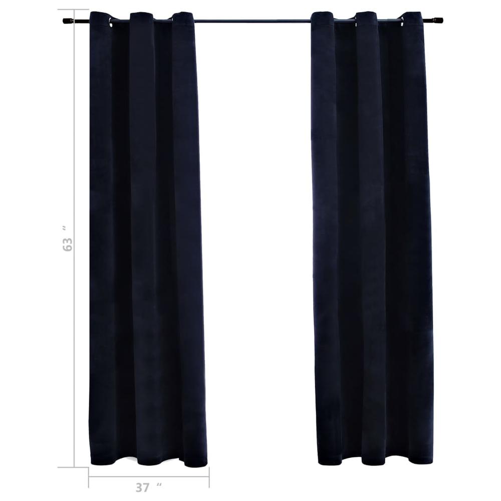 vidaXL Blackout Curtains with Rings 2 pcs Black 37"x63" Velvet, 134804. Picture 4