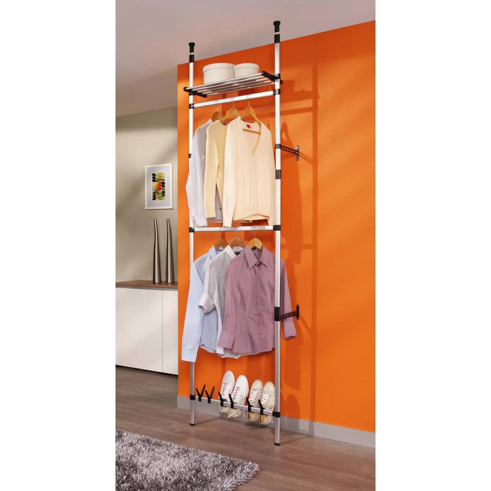 Telescopic Wardrobe System with Rods and Shelf Aluminum. Picture 3
