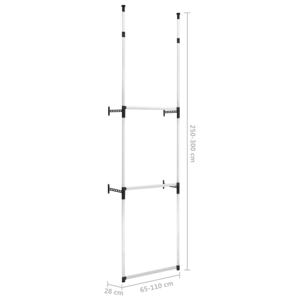 Telescopic Wardrobe System with Rods Aluminum. Picture 9