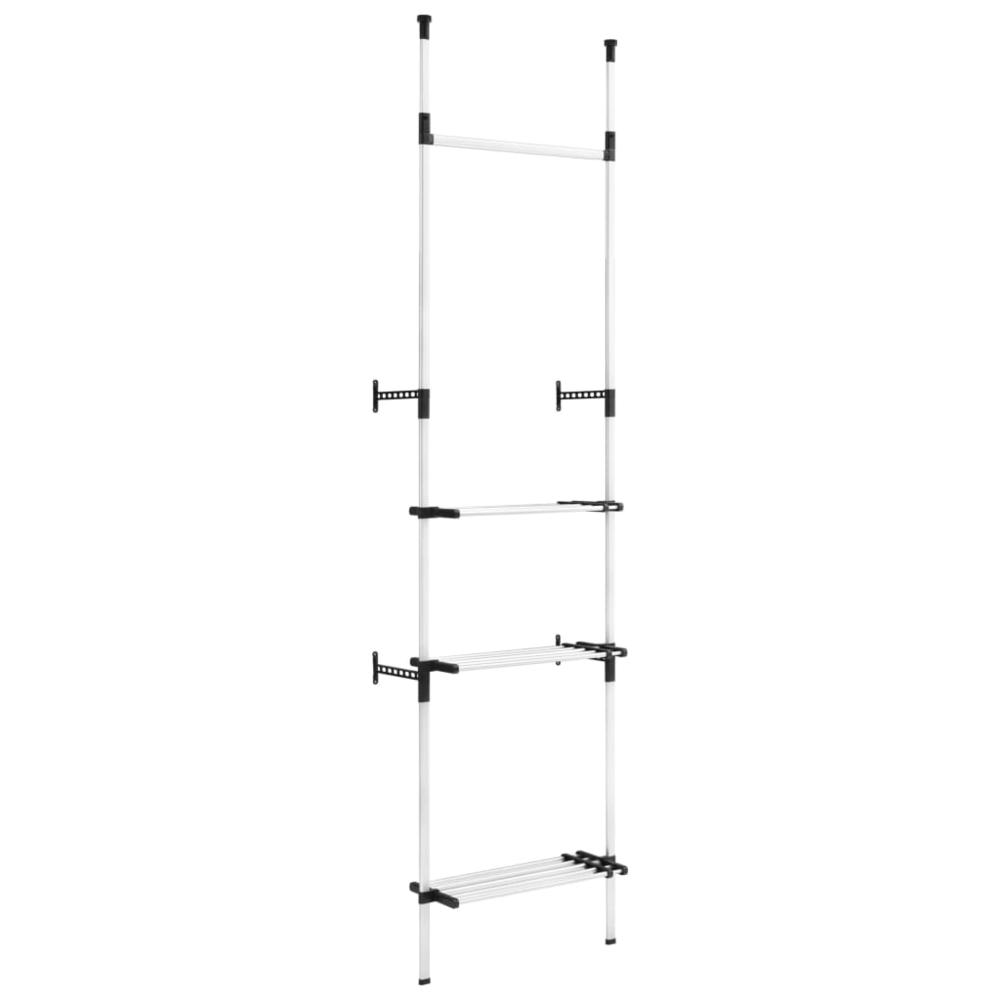 Telescopic Wardrobe System with Rods and Shelf Aluminum. Picture 1