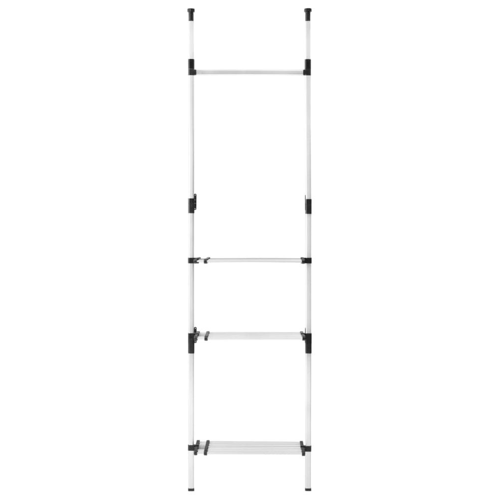 Telescopic Wardrobe System with Rods and Shelf Aluminum. Picture 5