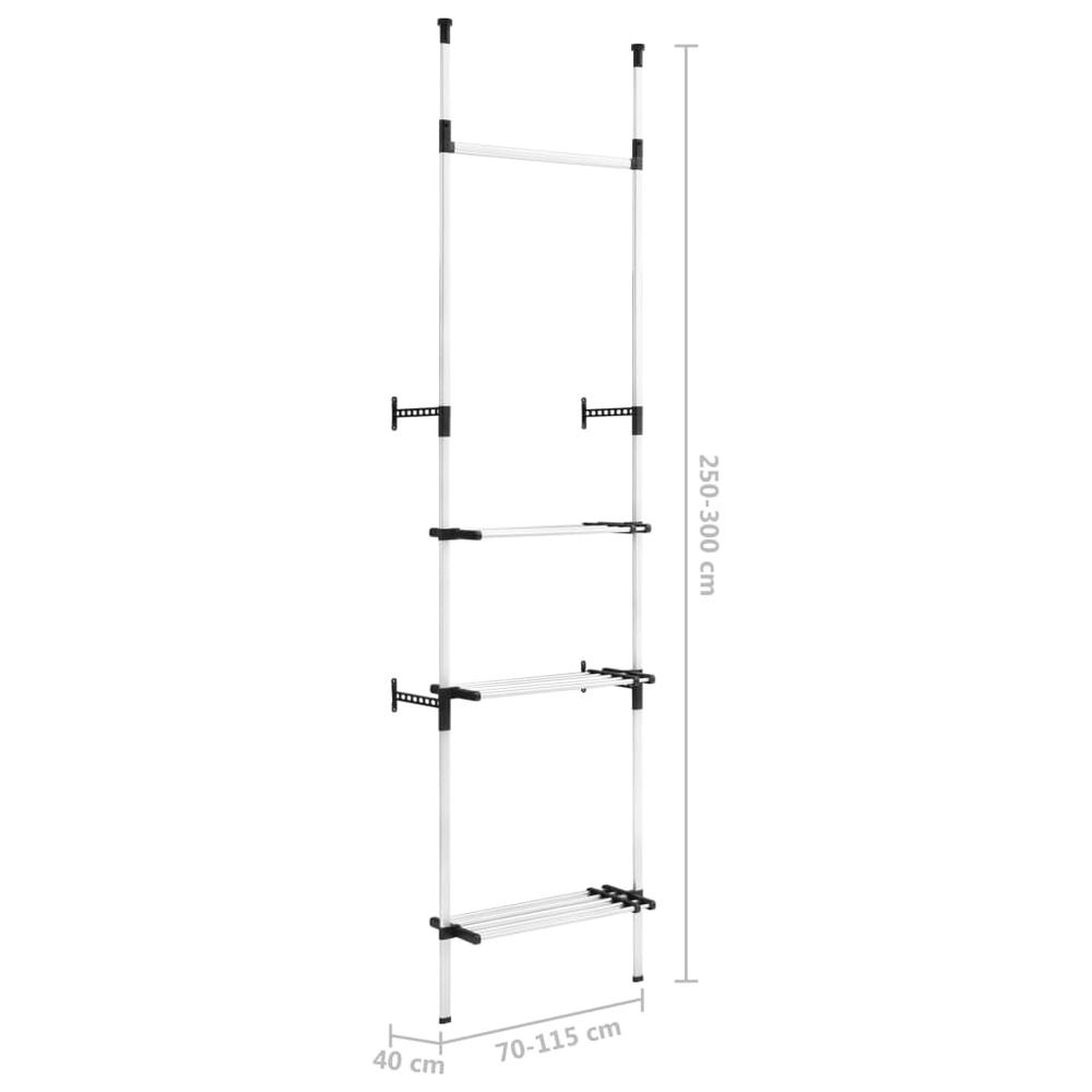 Telescopic Wardrobe System with Rods and Shelf Aluminum. Picture 9
