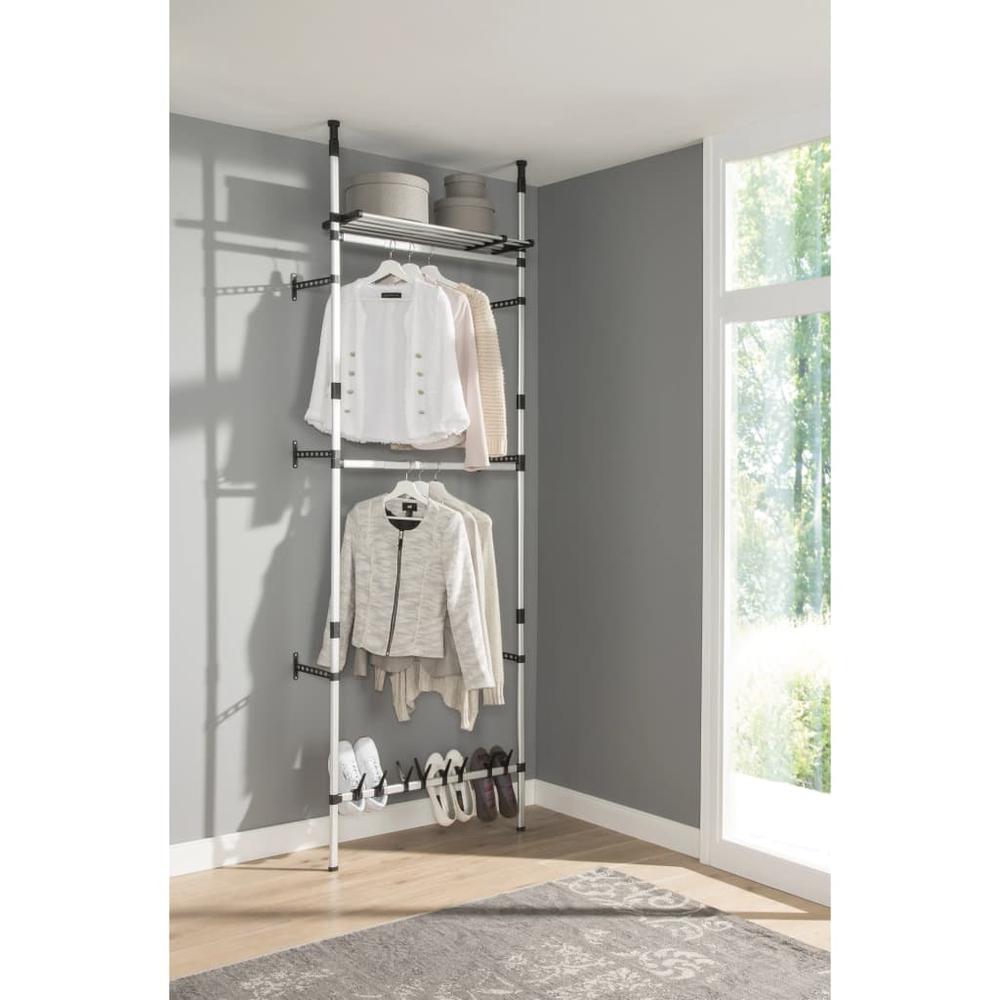 Telescopic Wardrobe System with Rods and Shelf Aluminum. Picture 4