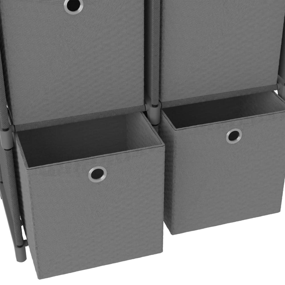 6-Cube Display Shelf with Boxes Gray 40.6"x11.8"x28.5" Fabric. Picture 5