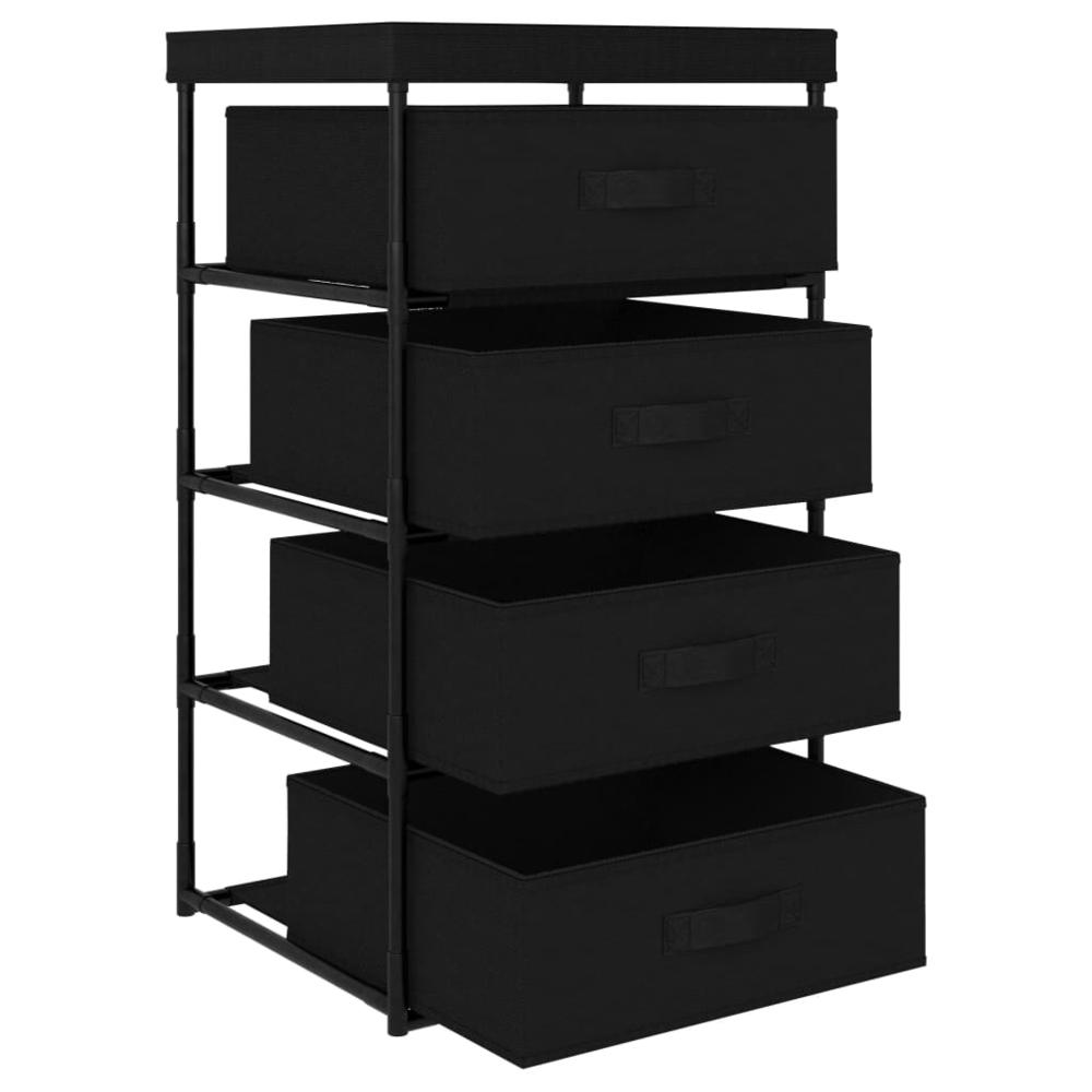 Storage Rack with 4 Fabric Baskets Steel Black. Picture 2