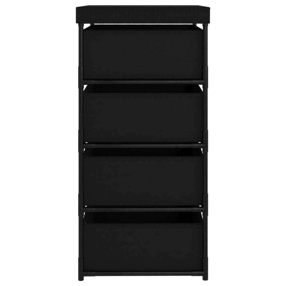 Storage Rack with 4 Fabric Baskets Steel Black. Picture 3