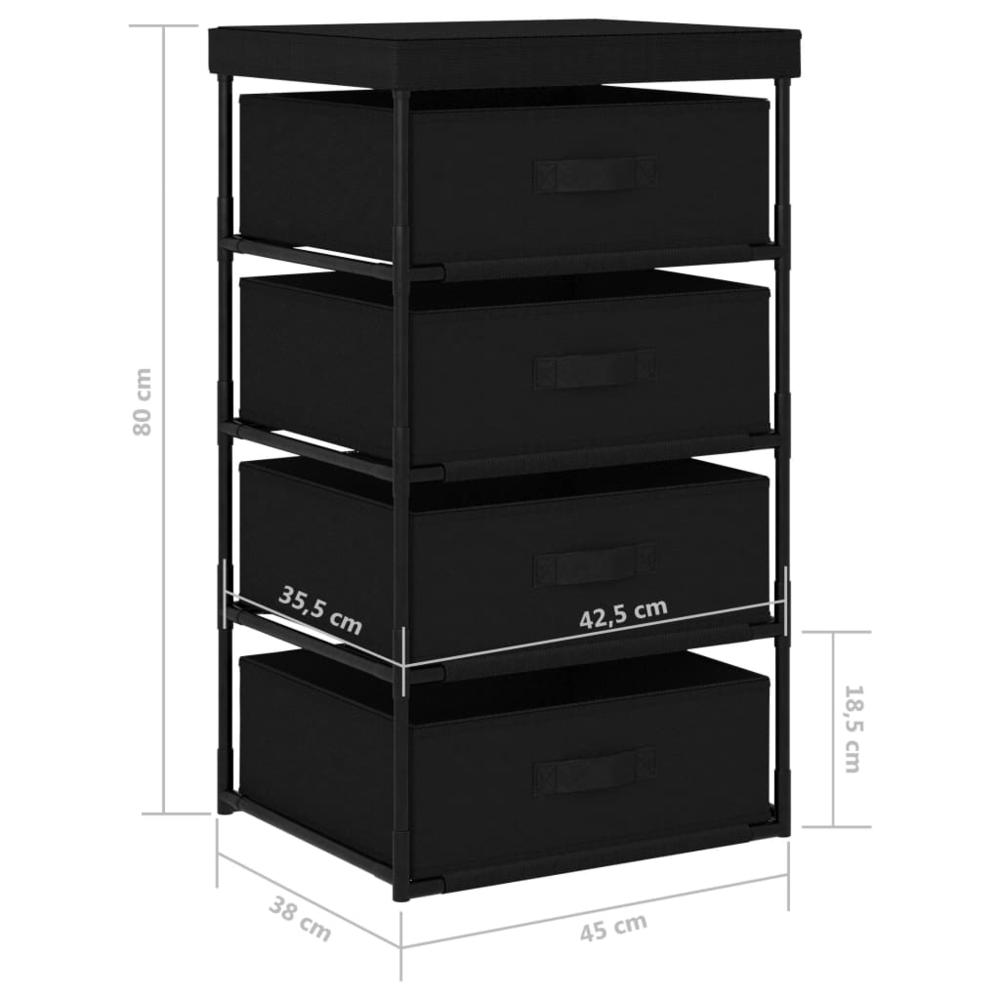 Storage Rack with 4 Fabric Baskets Steel Black. Picture 6