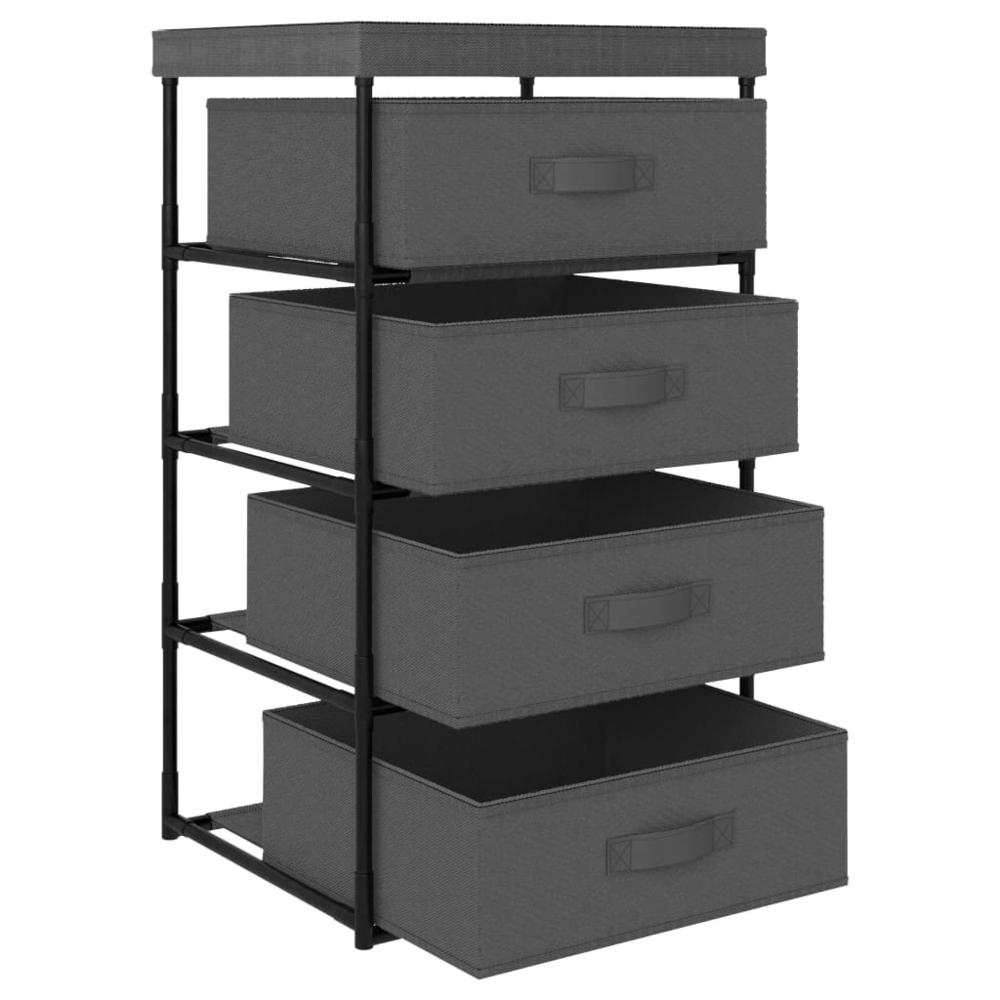 Storage Rack with 4 Fabric Baskets Steel Gray. Picture 2