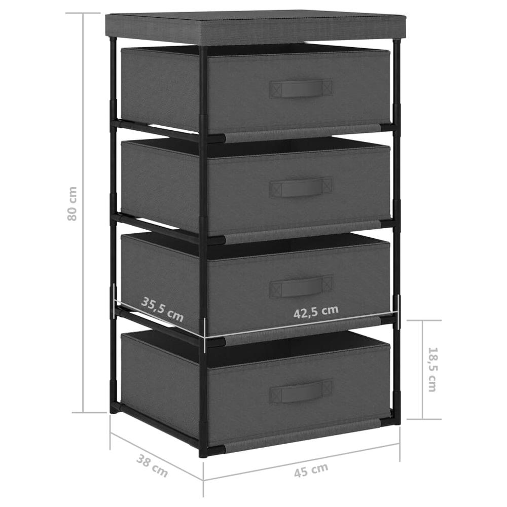 Storage Rack with 4 Fabric Baskets Steel Gray. Picture 6
