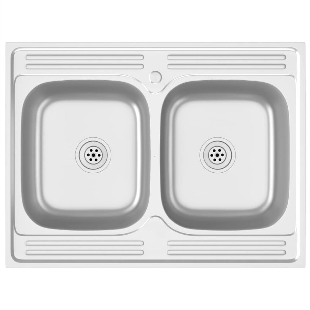 Kitchen Sink with Double Basins Silver 31.5"x23.6"x6.1" Stainless Steel. Picture 1
