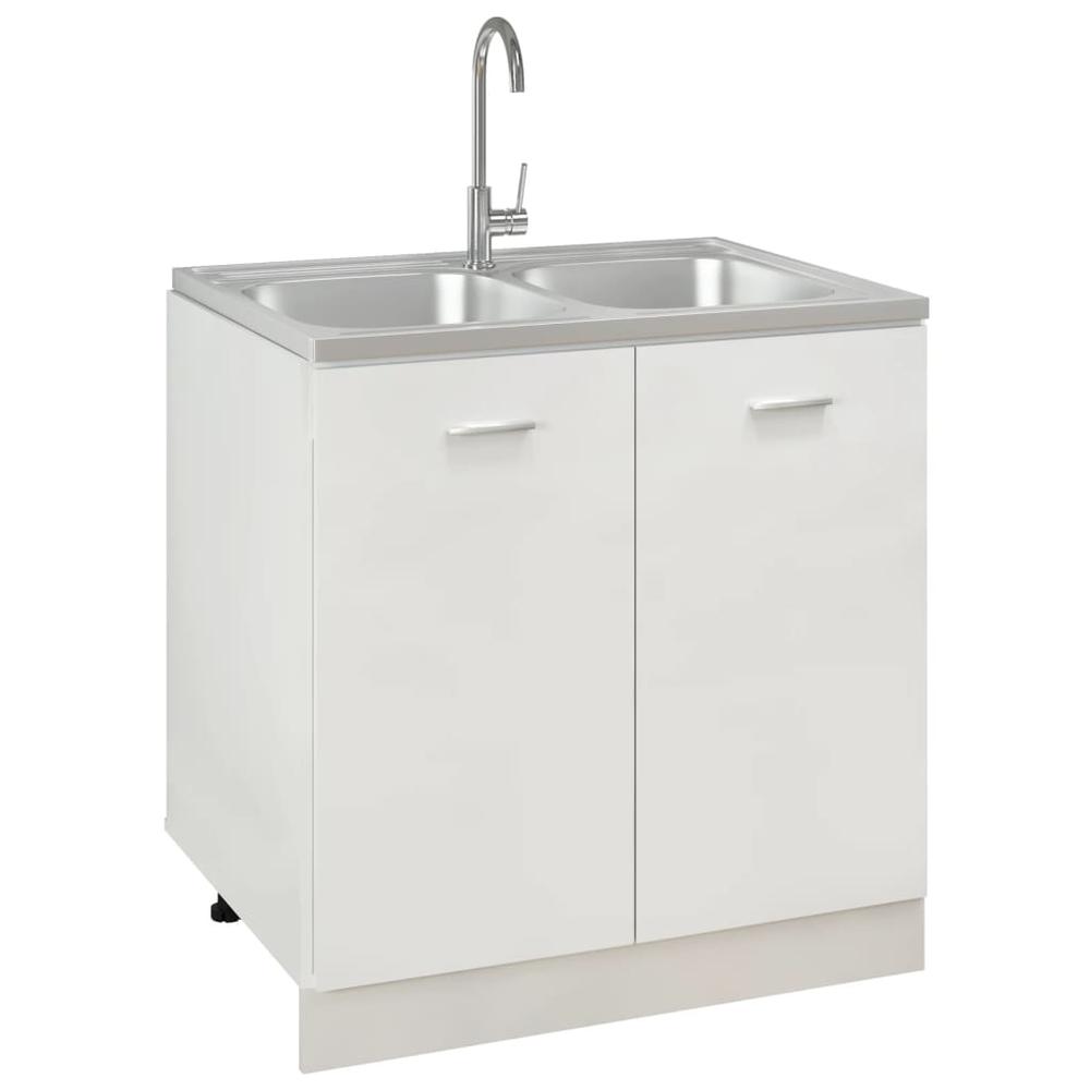 Kitchen Sink with Double Basins Silver 31.5"x23.6"x6.1" Stainless Steel. Picture 2