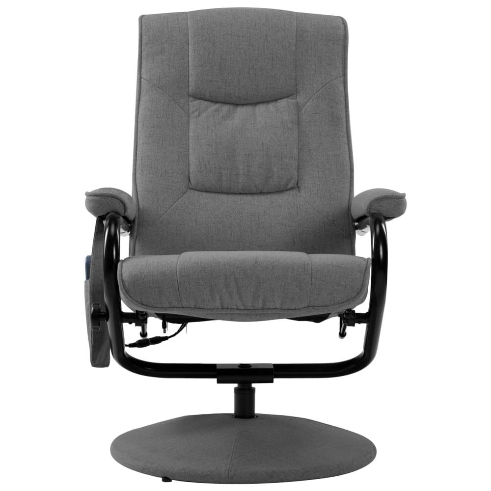 vidaXL Massage Recliner with Footrest Light Gray Fabric. Picture 5