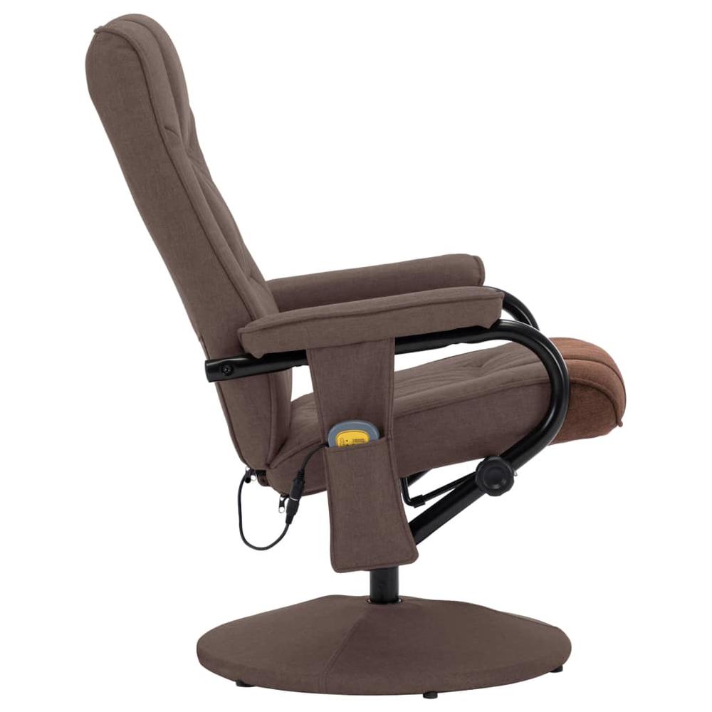 vidaXL Massage Recliner with Footrest Brown Fabric. Picture 6