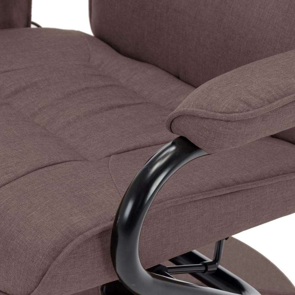 vidaXL Massage Recliner with Footrest Brown Fabric. Picture 9