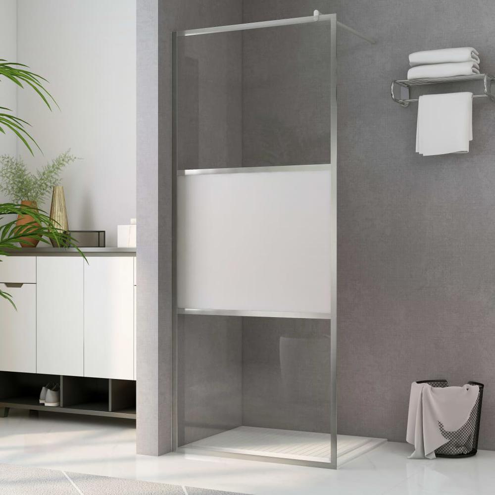vidaXL Walk-in Shower Wall with Half Frosted ESG Glass 39.4"x76.8" 6642. Picture 1