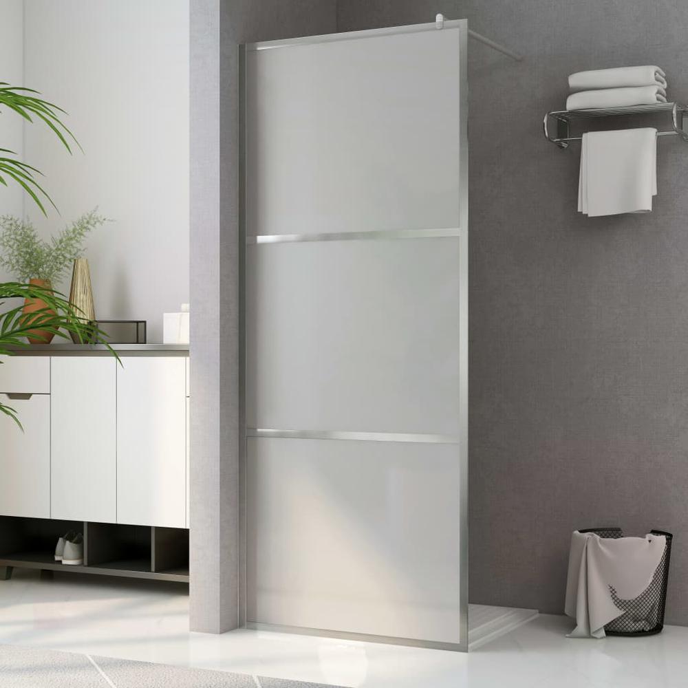 vidaXL Walk-in Shower Wall with Whole Frosted ESG Glass 45.3"x76.8" 6648. Picture 1