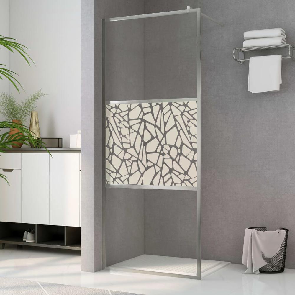 Walk-in Shower Wall ESG Glass with Stone Design 55.1"x76.8". Picture 6