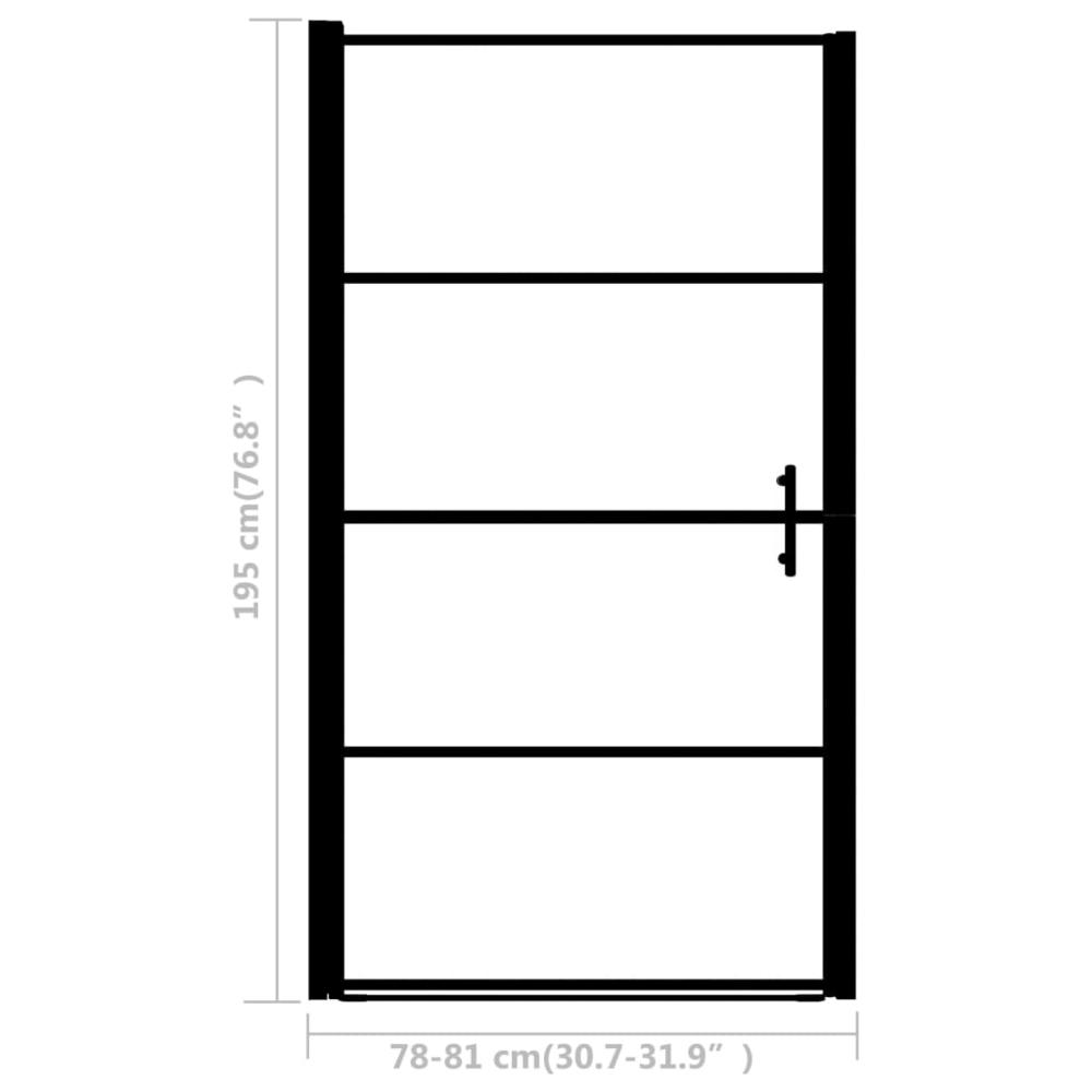 vidaXL Shower Door Frost Tempered Glass 31.9"x76.8" Black 6661. Picture 5