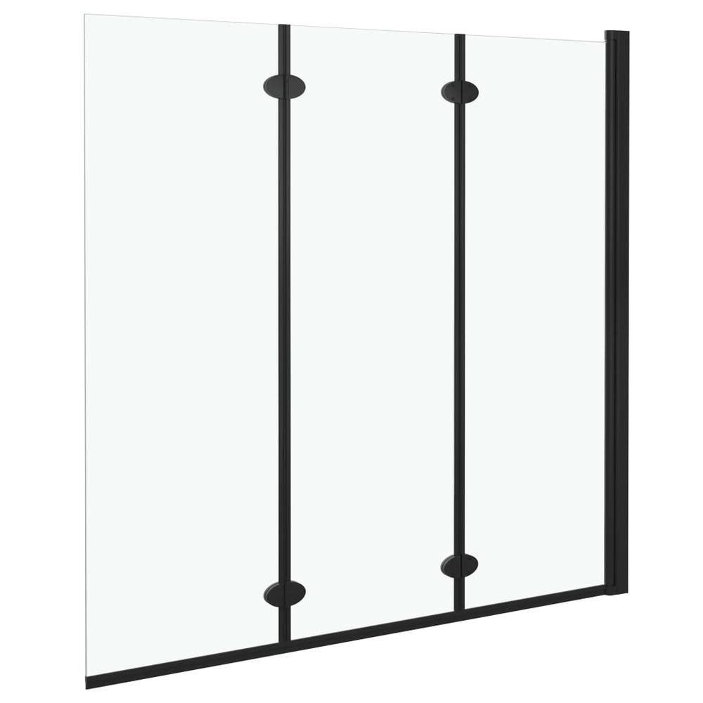 vidaXL Folding Shower Enclosure 3 Panels ESG 51.2"x54.3" Black 7191. Picture 3