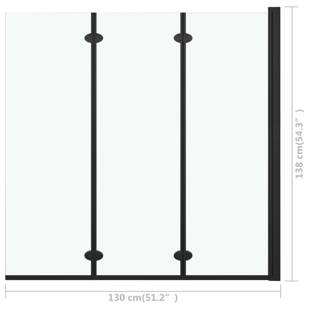 vidaXL Folding Shower Enclosure 3 Panels ESG 51.2"x54.3" Black 7191. Picture 7