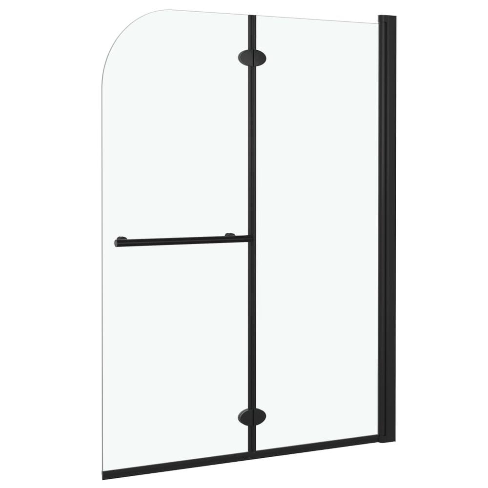 vidaXL Folding Shower Enclosure 2 Panels ESG 37.4"x55.1" Black 7193. Picture 3