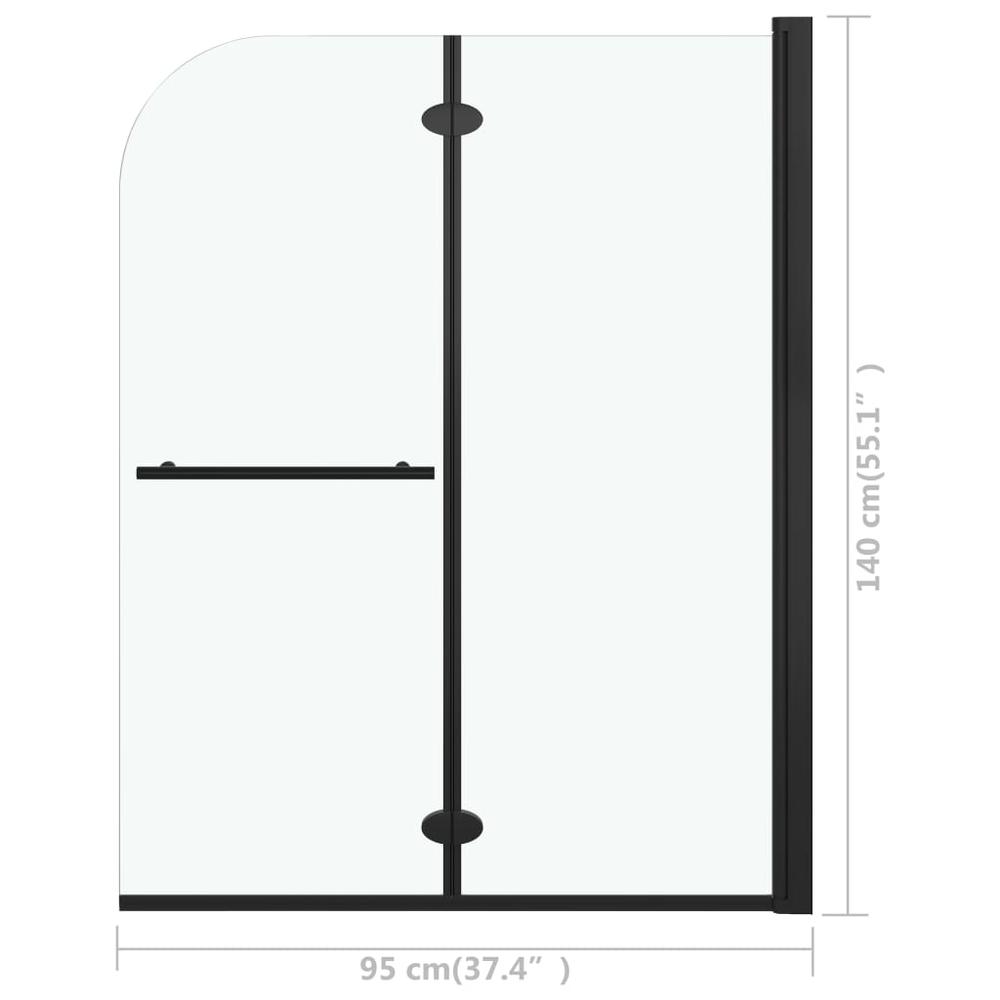vidaXL Folding Shower Enclosure 2 Panels ESG 37.4"x55.1" Black 7193. Picture 7