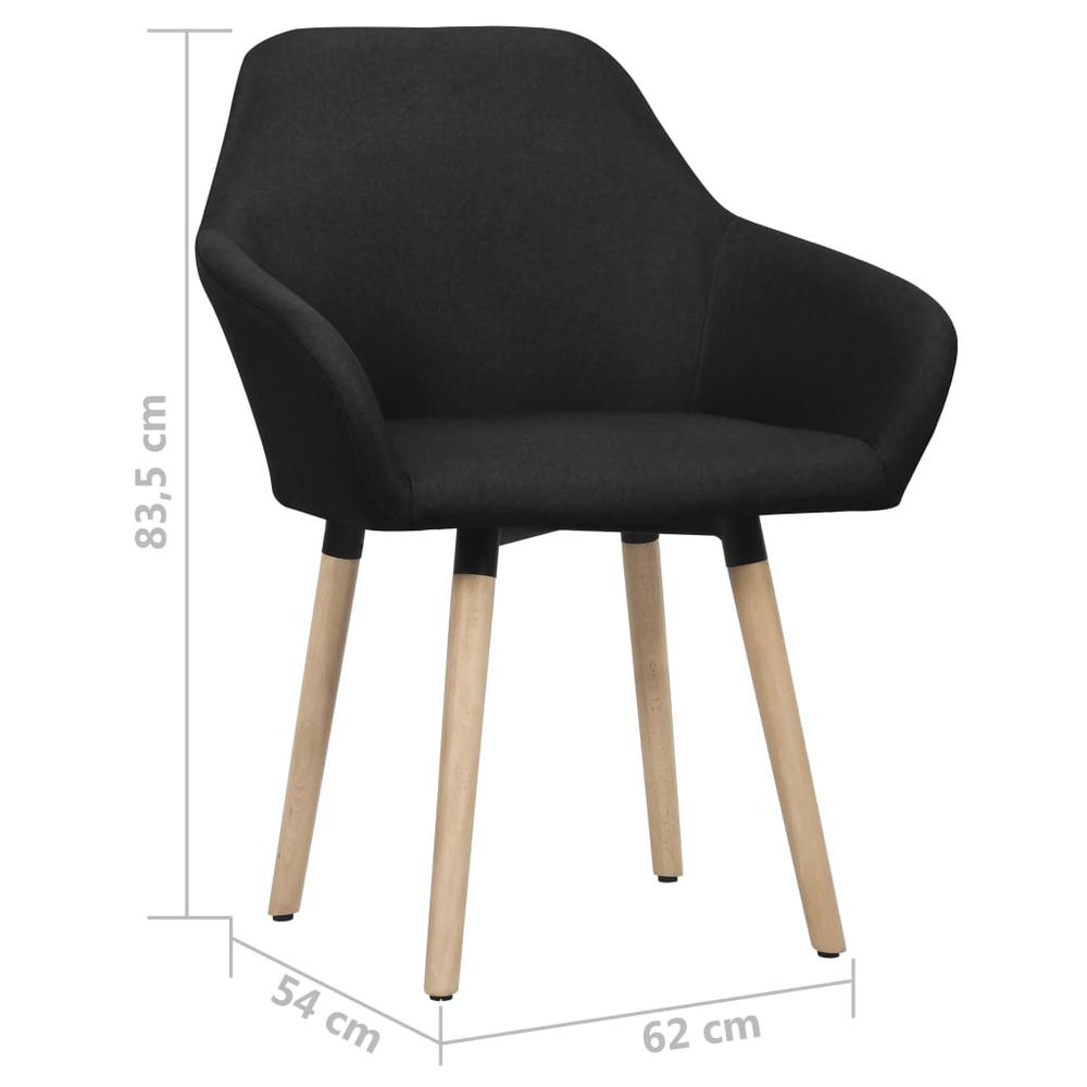 vidaXL Dining Chairs 2 pcs Black Fabric. Picture 6