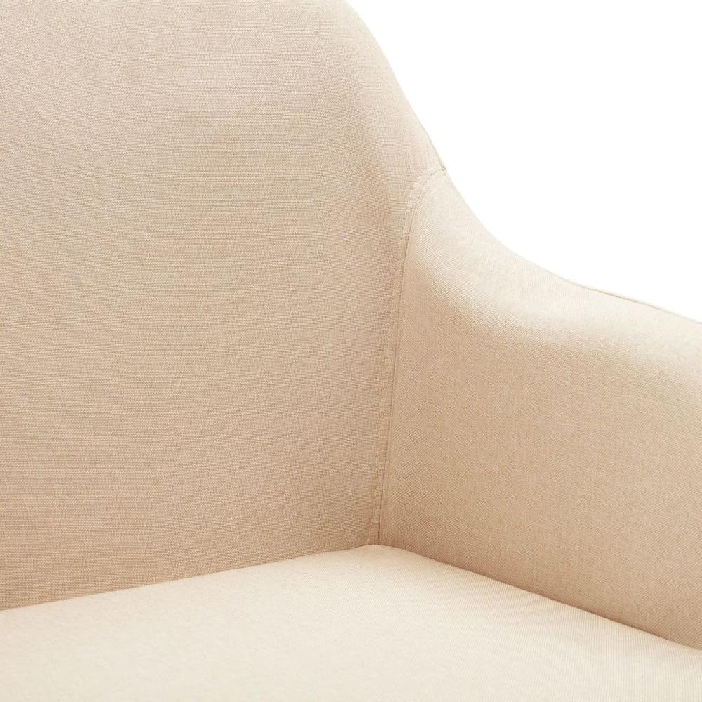 vidaXL Swivel Dining Chair Cream Fabric. Picture 6