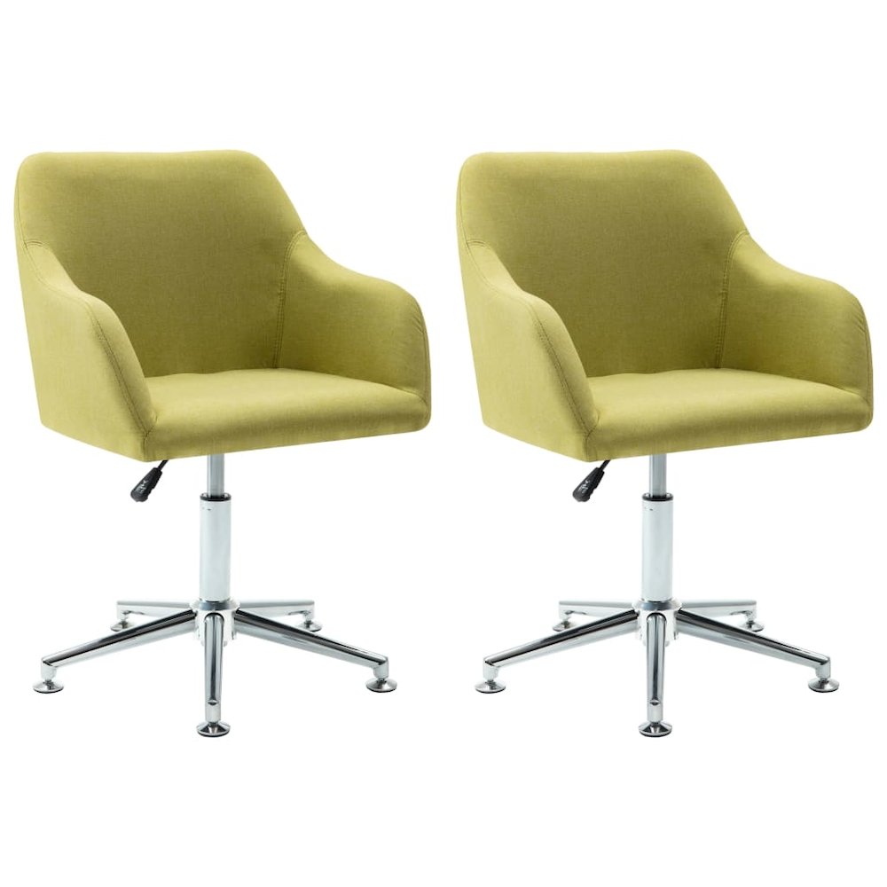 vidaXL Swivel Dining Chairs 2 pcs Green Fabric. Picture 2