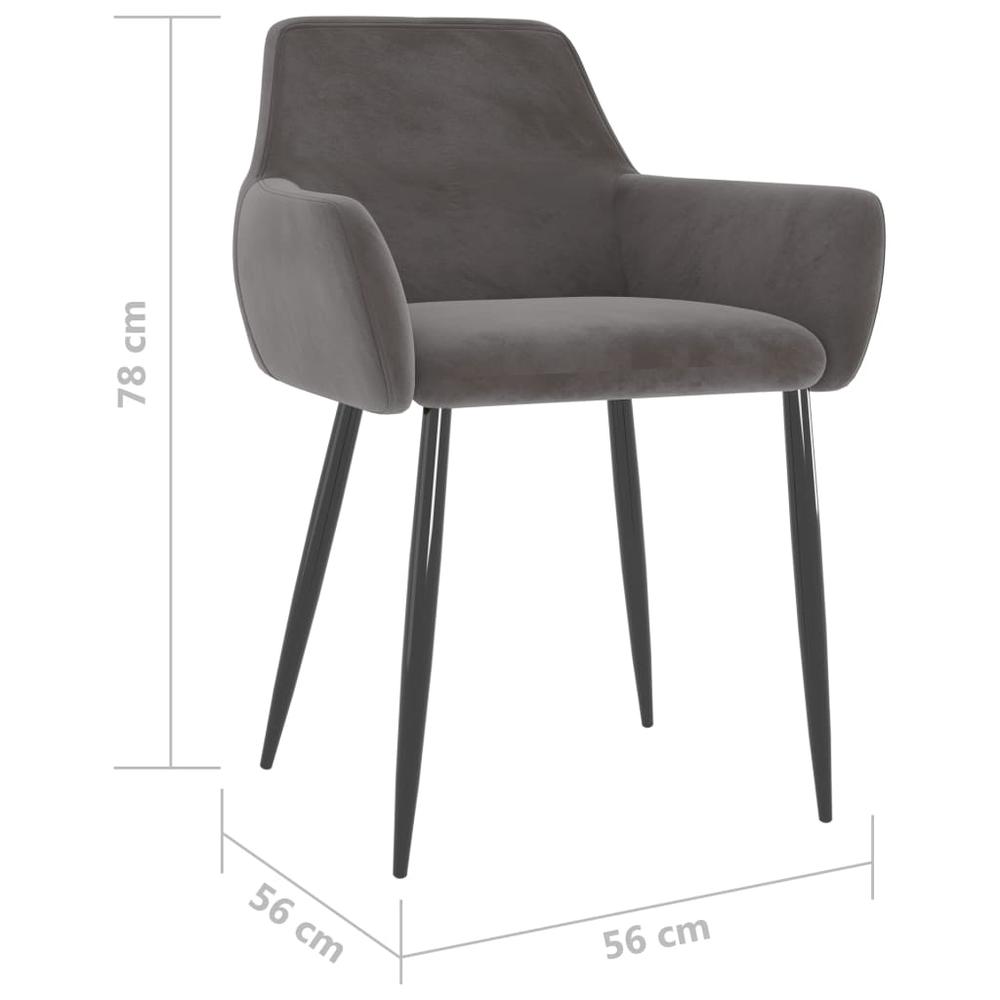 vidaXL Dining Chairs 2 pcs Dark Gray Velvet. Picture 7