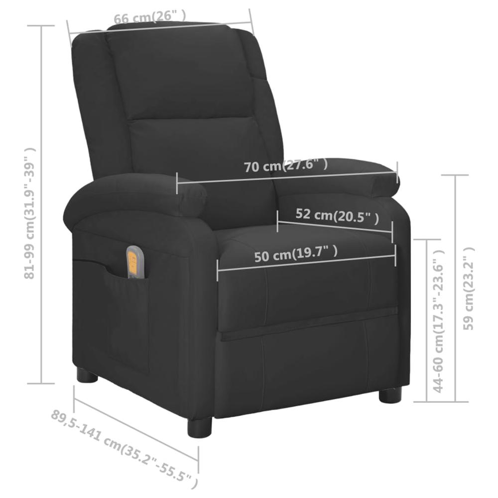vidaXL Massage Recliner Anthracite Faux Leather. Picture 8