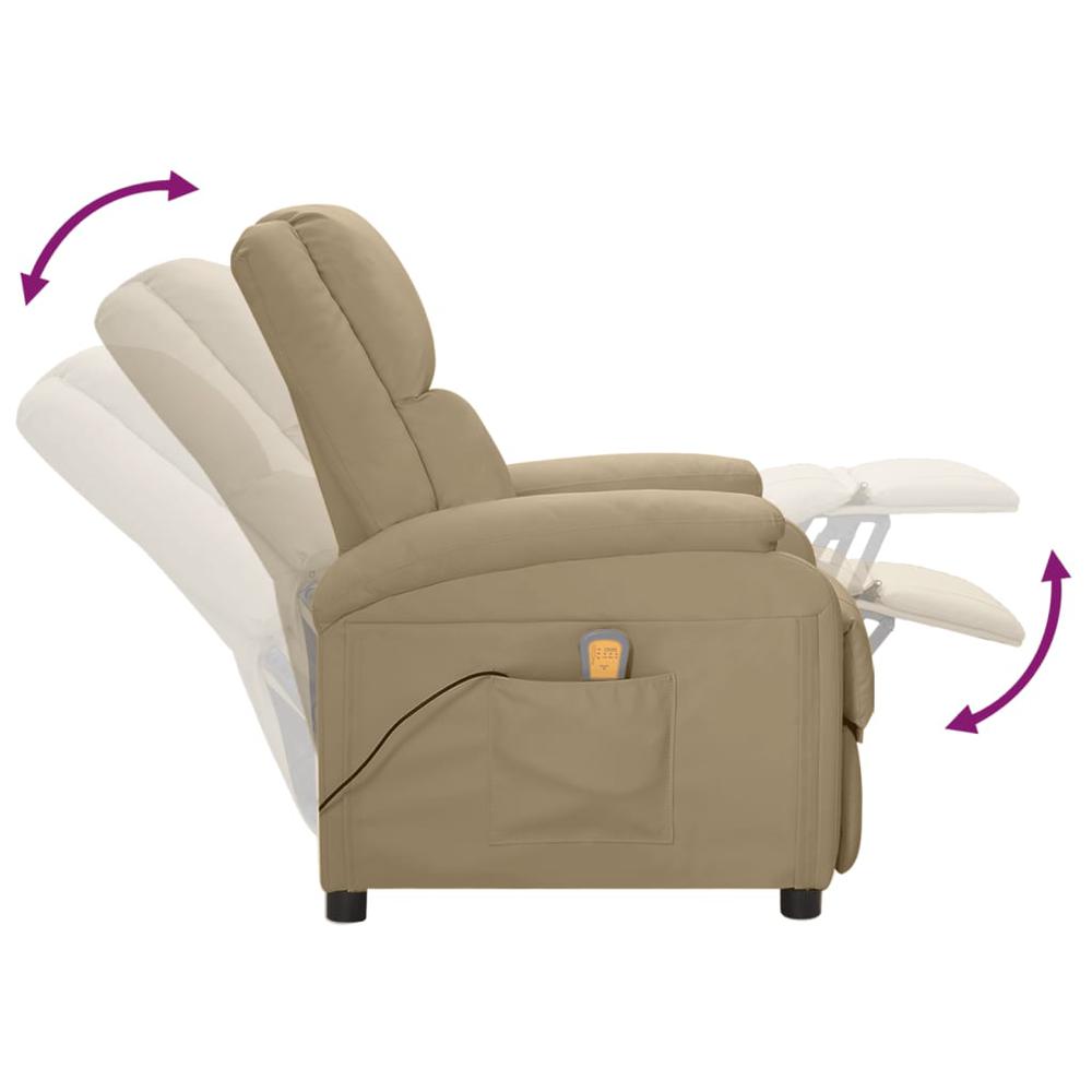 vidaXL Massage Recliner Cappuccino Faux Leather. Picture 6
