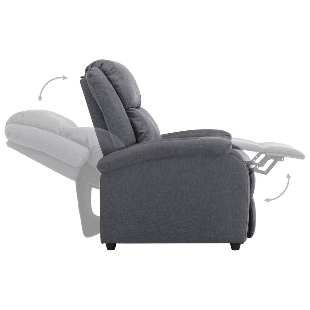 vidaXL TV Recliner Chair Dark Gray Fabric. Picture 7
