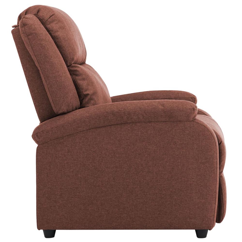 vidaXL TV Recliner Chair Brown Fabric. Picture 6