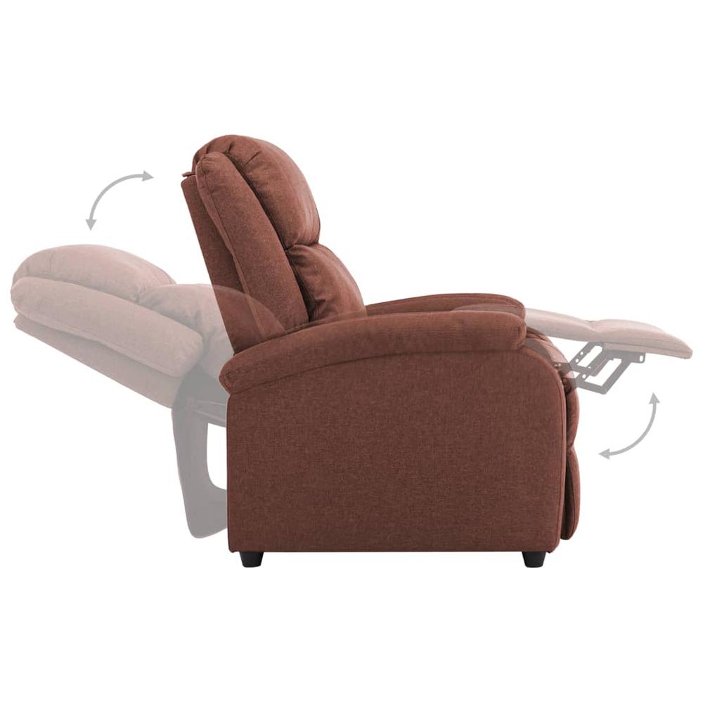 vidaXL TV Recliner Chair Brown Fabric. Picture 7