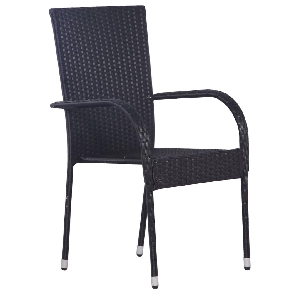 vidaXL Stackable Outdoor Chairs 4 pcs Poly Rattan Black, 310084. Picture 2