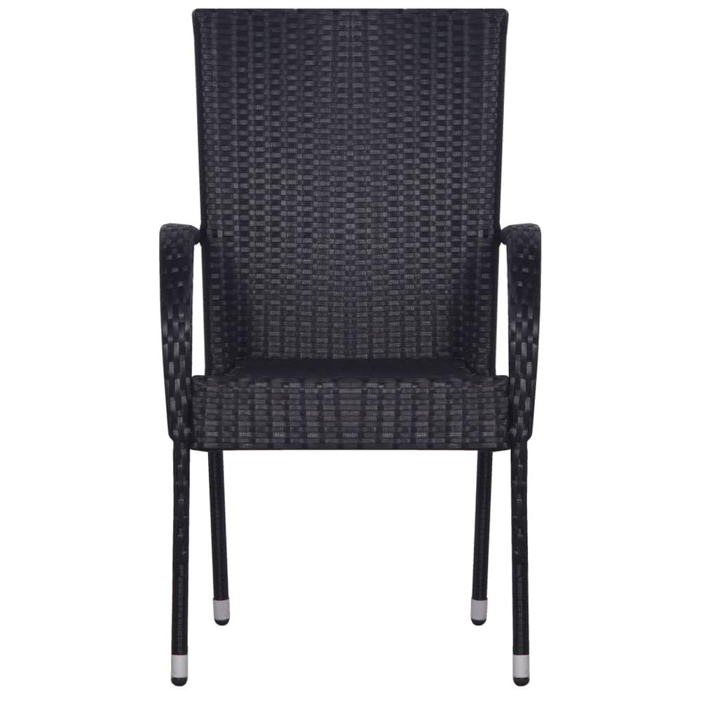 vidaXL Stackable Outdoor Chairs 4 pcs Poly Rattan Black, 310084. Picture 3