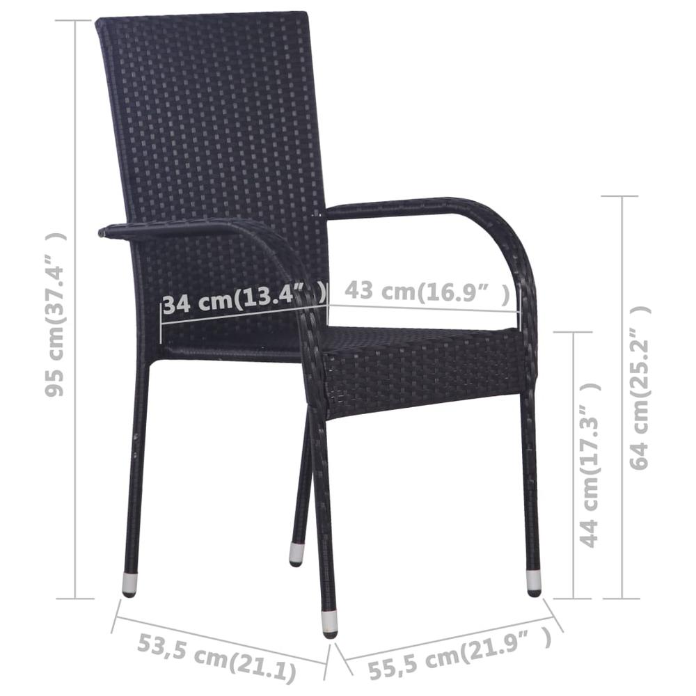 vidaXL Stackable Outdoor Chairs 4 pcs Poly Rattan Black, 310084. Picture 5