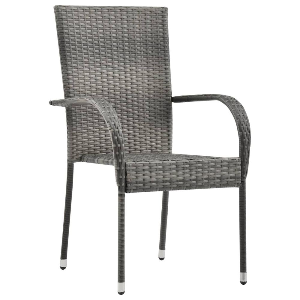 vidaXL Stackable Outdoor Chairs 4 pcs Gray Poly Rattan, 310085. Picture 3