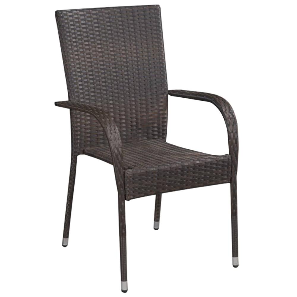vidaXL Stackable Outdoor Chairs 6 pcs Poly Rattan Brown, 310086. Picture 2