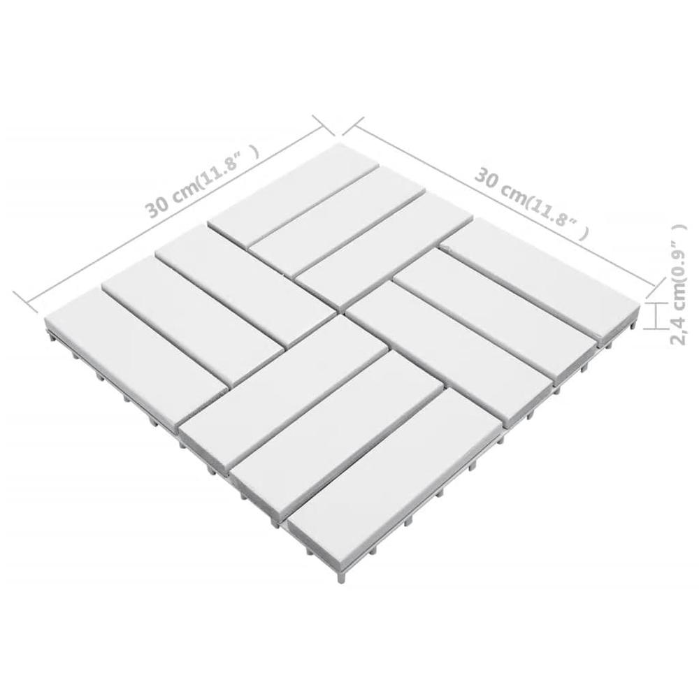 vidaXL Decking Tiles 10 pcs White 11.8"x11.8" Solid Acacia Wood, 310118. Picture 6