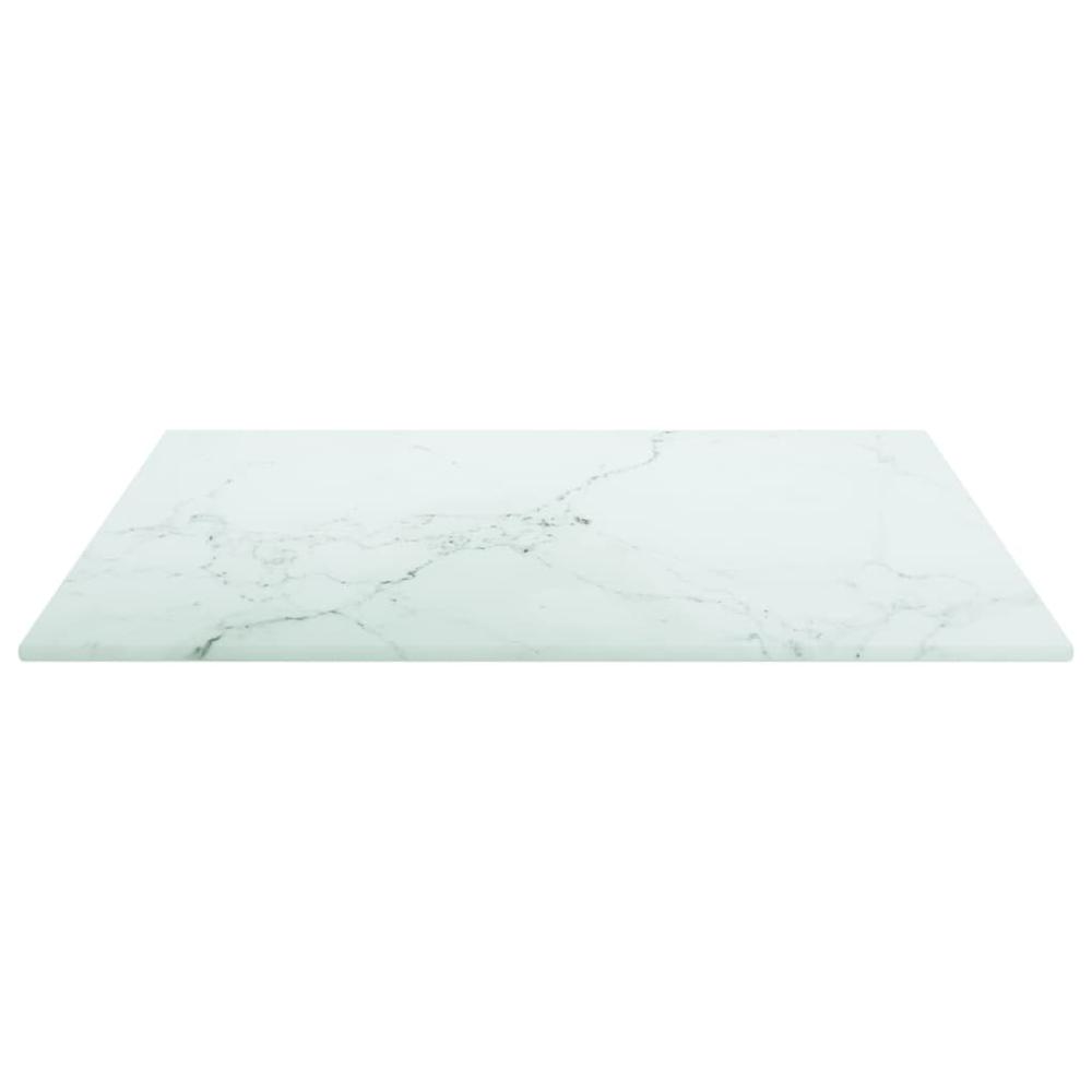 Table Top White 15.7"x15.7" 0.2" Tempered Glass with Marble Design. Picture 2